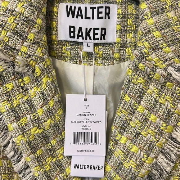 NWT ❤️ Walter Baker Malibu Yellow Tweed Damon Blazer - MSRP $298 - Picture 7 of 7